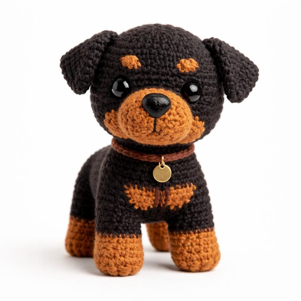 Custom Crochet Rottweiler Plush, Personalized Pet Memorial Gift