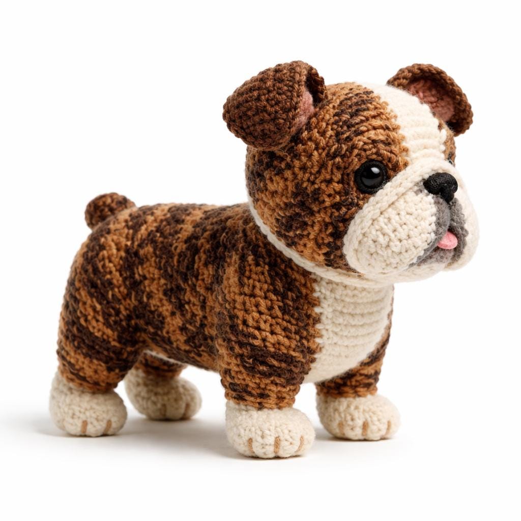 Custom Crochet English Bulldog Plush, Personalized Pet Memorial Gift