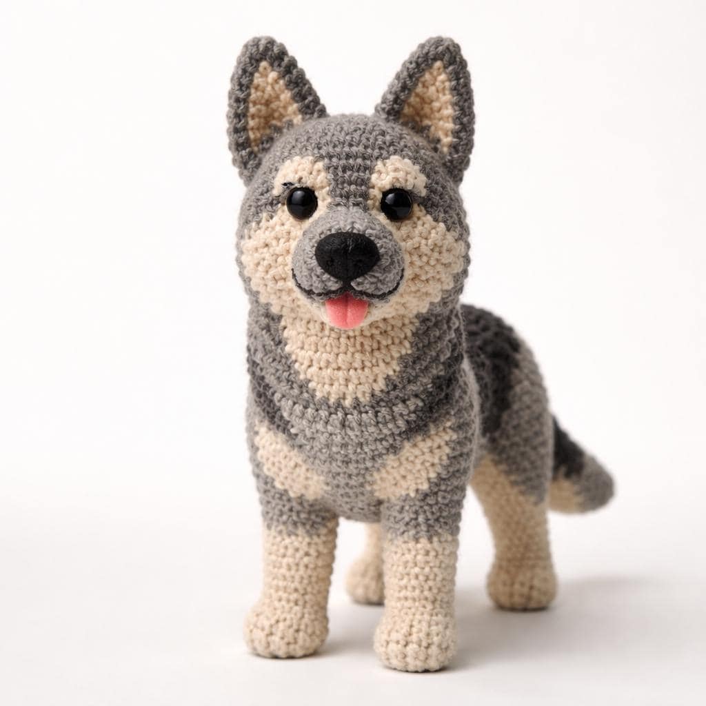Custom Crochet German Shepherd Plush, Personalized Pet Memorial Gift